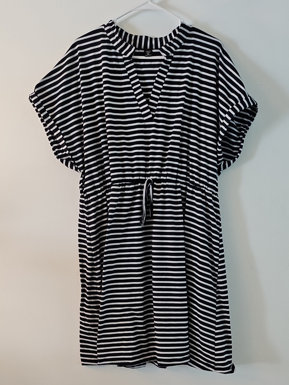 SHEIN Black and White Striped Midi Dress